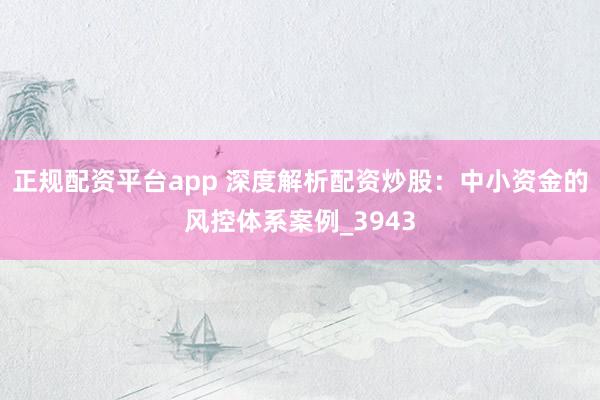 正规配资平台app 深度解析配资炒股：中小资金的风控体系案例_3943